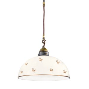 Hängeleuchte NONNA, Altmessing, Streublumen Gold, Glatter Rand D 30 cm