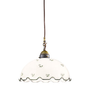 Hängeleuchte NONNA, Altmessing, Streublumen Grün