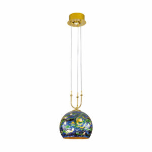 Hängeleuchte LUNA, Gold 24K, Aqua Blue