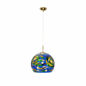 Hängeleuchte LUNA, Gold 24K, Aqua Blue