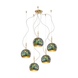 Hängeleuchte LUNA, Gold 24K, Aqua Blue