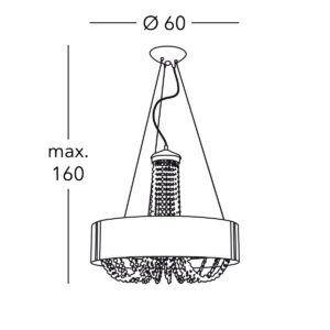 Hängeleuchte GIOIOSA, KOLARZ Optic, Ponge Stoff, Chrom