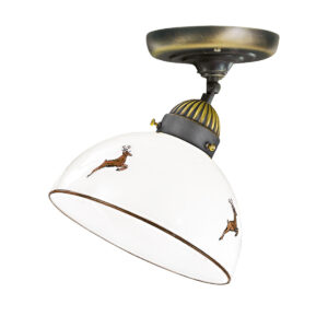 Deckenleuchte NONNA, Altmessing, Hirsch Rot