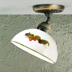 Deckenleuchte NONNA, Altmessing, Fragolino, Glatter Rand