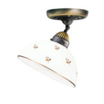 Deckenleuchte NONNA, Altmessing, Streublumen Gold, Glatter Rand D 20 cm