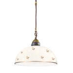 Hängeleuchte NONNA, Altmessing, Streublumen Gold, Glatter Rand D 30 cm