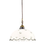 Hängeleuchte NONNA, Altmessing, Streublumen Grün