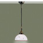 Hängeleuchte NONNA, Altmessing, Streublumen Rosa, Glatter Rand