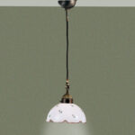 Hängeleuchte NONNA, Altmessing, Streublumen Rosa