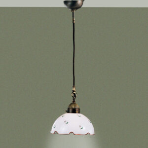 Hängeleuchte NONNA, Altmessing, Streublumen Rosa