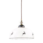 Hängeleuchte NONNA, Altmessing, Hirsch Grau