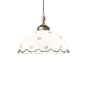 Hängeleuchte NONNA, Altmessing, Streublumen Grün