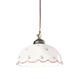 Hängeleuchte NONNA, Altmessing, Streublumen Rosa