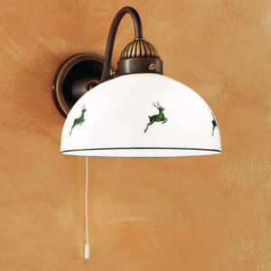 Wandleuchte NONNA, Altmessing, Hirsch Grün