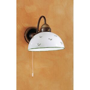 Wandleuchte NONNA, Altmessing, Streublumen Grün Glatt