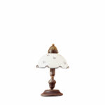 Tischleuchte NONNA, Altmessing, Streublumen Blau