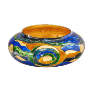 Schale flach handbemalt, Aqua blau/grün