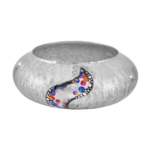 Schale flach, handebemalt, Dekor Kiss silber