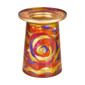 Kerzenständer Aqua rot/violett, H 19, Dm 14
